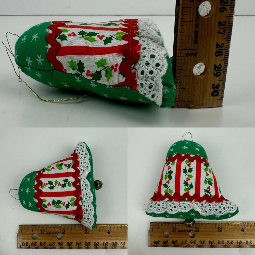 Vtg‎ 1984 Calico Christmas Scented Cloth Ornament Bell Shape w Original Box READ